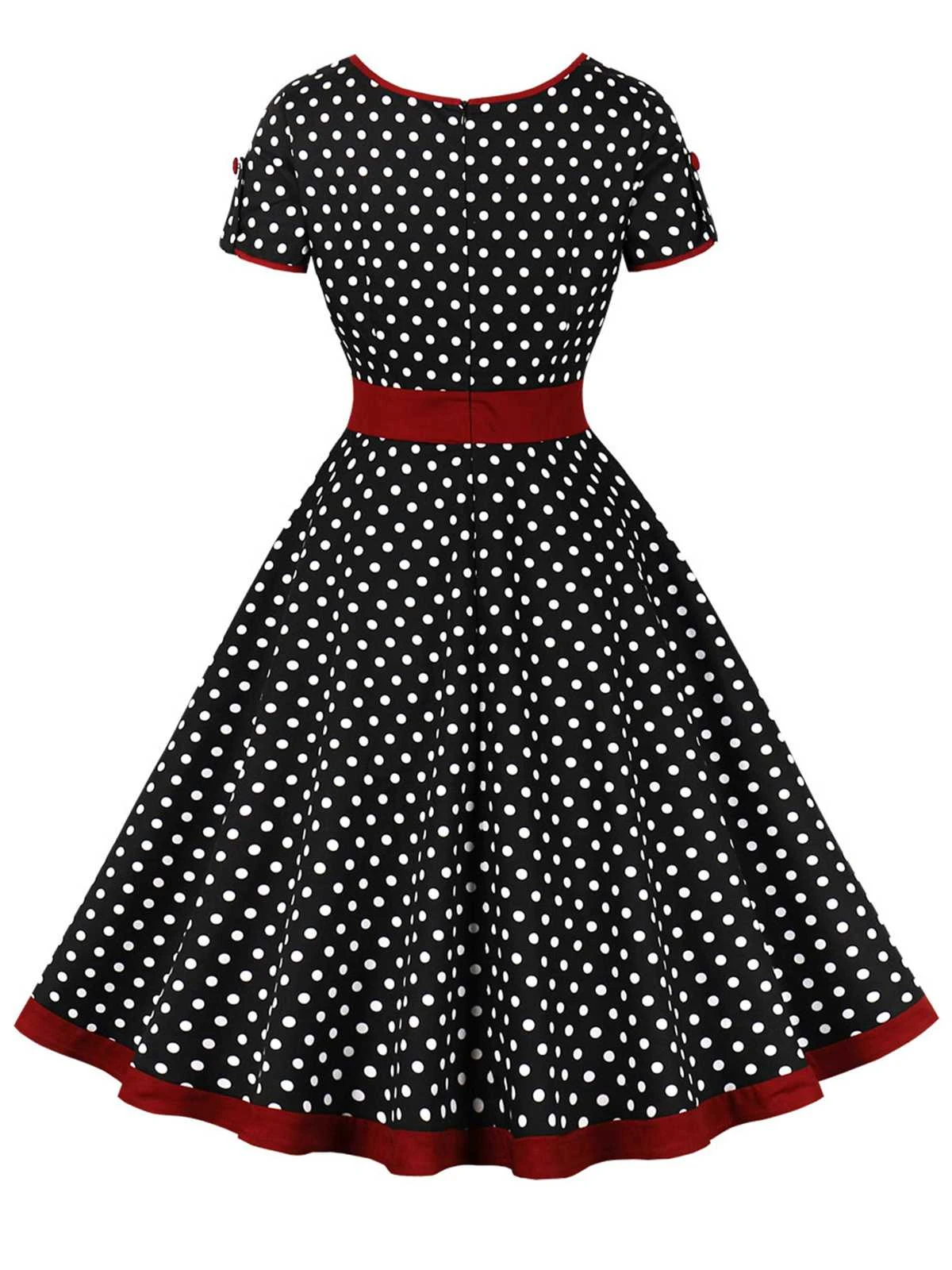 1950s Contrast Polka Dots Buttoned Dress 9 1950s Contrast Polka Dots Buttoned Dress - Image 7