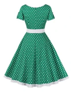 1950s Contrast Polka Dots Buttoned Dress 27 1950s Contrast Polka Dots Buttoned Dress -BUNBUN Fancy Clothing Shop SCHL003868 G 2 compressed
