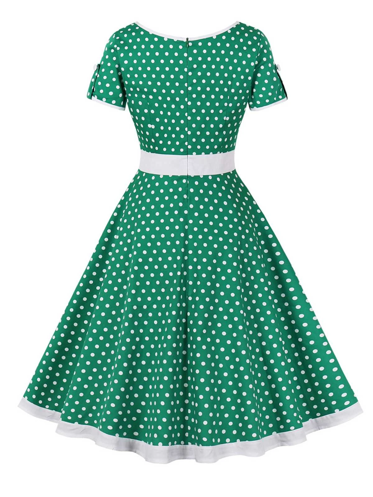 1950s Contrast Polka Dots Buttoned Dress 15 1950s Contrast Polka Dots Buttoned Dress - Image 13