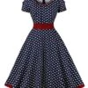 1950s Contrast Polka Dots Buttoned Dress -BUNBUN Fancy Clothing Shop SCHL003868 NB 1 compressed
