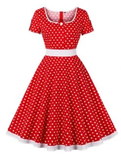 1950s Contrast Polka Dots Buttoned Dress 24 1950s Contrast Polka Dots Buttoned Dress -BUNBUN Fancy Clothing Shop SCHL003868 R 1 compressed