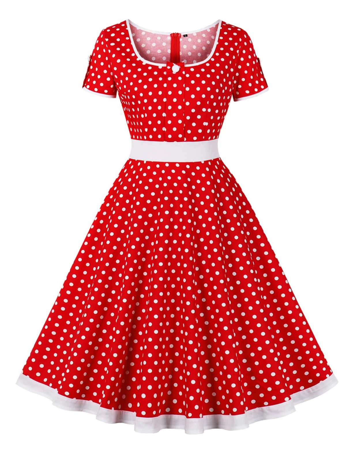 1950s Contrast Polka Dots Buttoned Dress 12 1950s Contrast Polka Dots Buttoned Dress - Image 10
