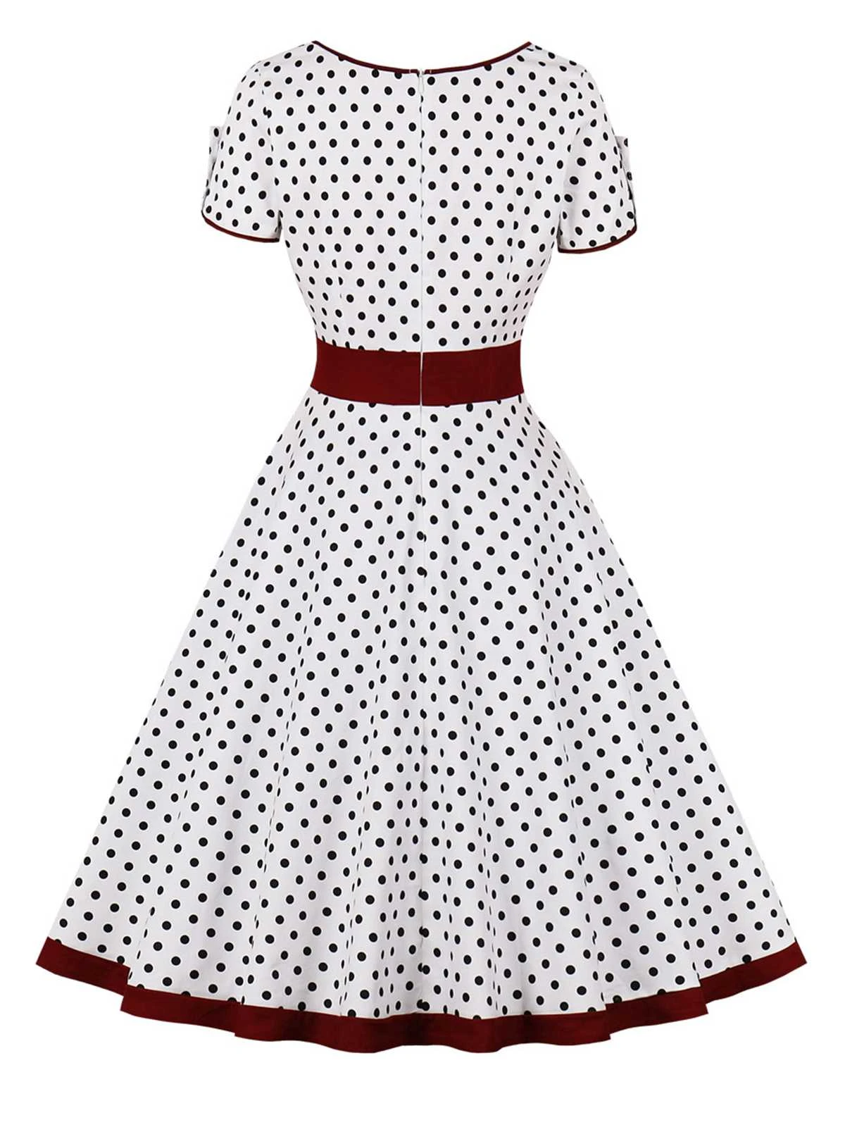1950s Contrast Polka Dots Buttoned Dress 11 1950s Contrast Polka Dots Buttoned Dress - Image 9