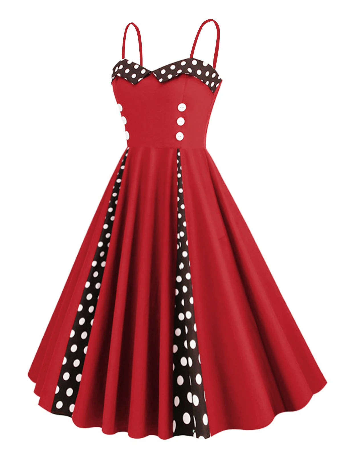 1950s Polka Dot Contrast Spaghetti Strap Dress 4 1950s Polka Dot Contrast Spaghetti Strap Dress - Image 2