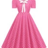 1950s Polka Dots Lapel Bowknot Swing Dress -BUNBUN Fancy Clothing Shop SCHL003920 P 1