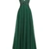 Green 1920s Sequined Mesh V-Neck Dress -BUNBUN Fancy Clothing Shop SCHL003948 1