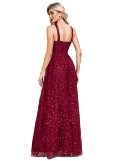Wine Red 1920s Embroidered Mesh Maxi Dress -BUNBUN Fancy Clothing Shop SCHL003951 WR 1 1