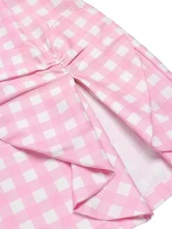 [Pre-Sale] Pink 1960s Plaid Love Slit Strap Dress -BUNBUN Fancy Clothing Shop SCHL004009 5