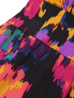 Multicolor 1940s Abstract Floral A-line Strap Dress -BUNBUN Fancy Clothing Shop SCHL004065 4