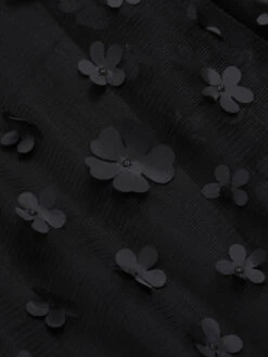 Black 1960s 3D Flowers Mesh Turtleneck Sleeveless Dress -BUNBUN Fancy Clothing Shop SCHL004105 4