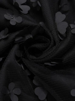 Black 1960s 3D Flowers Mesh Turtleneck Sleeveless Dress -BUNBUN Fancy Clothing Shop SCHL004105 5