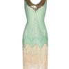 1920s Sequined Tassel V-Neck Dress