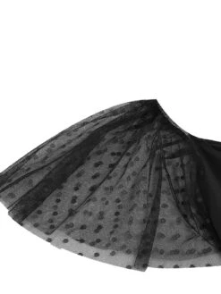 1950s Solid Dots Mesh Sleeve V-Neck Dress 30 1950s Solid Dots Mesh Sleeve V-Neck Dress -BUNBUN Fancy Clothing Shop SCHL004156 B 4