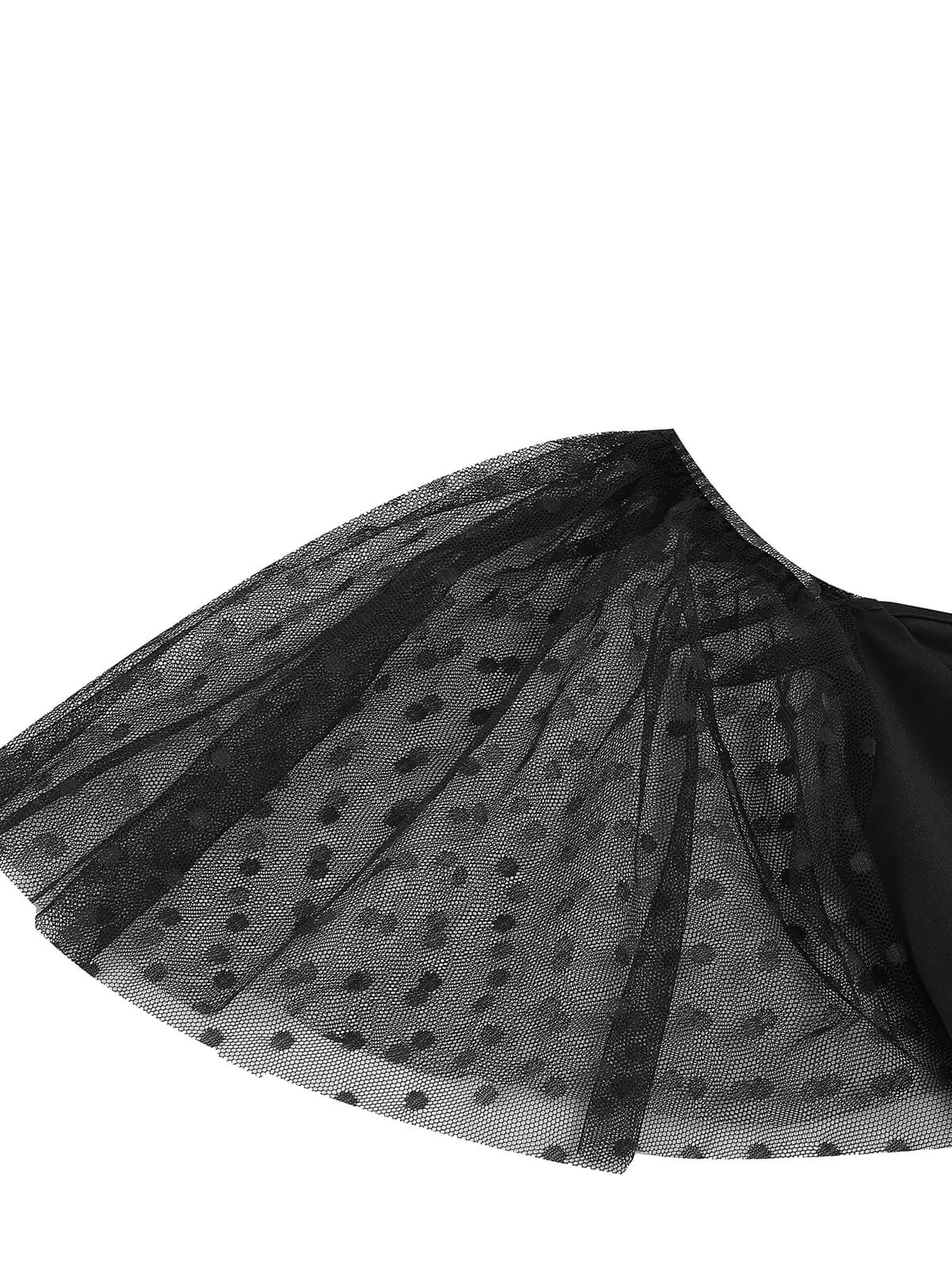 1950s Solid Dots Mesh Sleeve V-Neck Dress 16 1950s Solid Dots Mesh Sleeve V-Neck Dress - Image 15