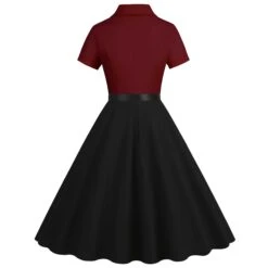 1950s Lapel Contrast Belted Dress -BUNBUN Fancy Clothing Shop SCHL004157 DER 3 compressed