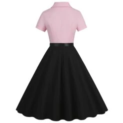 1950s Lapel Contrast Belted Dress -BUNBUN Fancy Clothing Shop SCHL004157 P 1 compressed