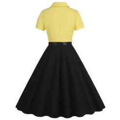 1950s Lapel Contrast Belted Dress -BUNBUN Fancy Clothing Shop SCHL004157 Y 1 compressed