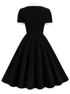 1950s Shirt Collar White Buttons Swing Dress -BUNBUN Fancy Clothing Shop SCHL004163 B 2