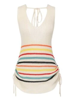 1960s Stripes Contrast Color Dress