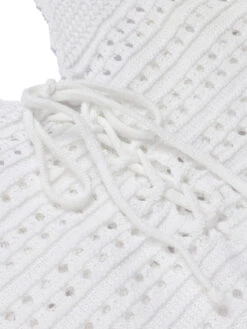 White 1960s Cross Lacing Crochet Dress -BUNBUN Fancy Clothing Shop SCHL004185 4