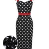 [Pre-Sale] Black 1960s Polka Dot Bow Pencil Dress -BUNBUN Fancy Clothing Shop SCHL004216 01