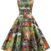 1950s Forest Animal Allover Printed Dress -BUNBUN Fancy Clothing Shop SCHL004273 1