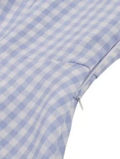 Light Blue 1950s Plaid Belt Lapel Dress 10 Light Blue 1950s Plaid Belt Lapel Dress -BUNBUN Fancy Clothing Shop SCHL004275 1 4