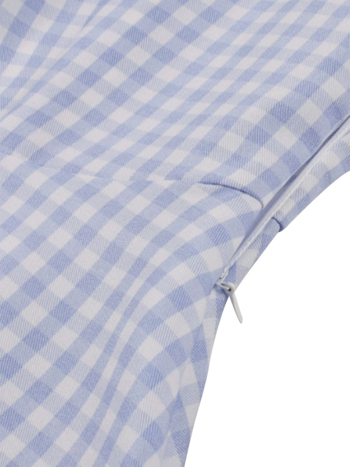 Light Blue 1950s Plaid Belt Lapel Dress 6 Light Blue 1950s Plaid Belt Lapel Dress - Image 4