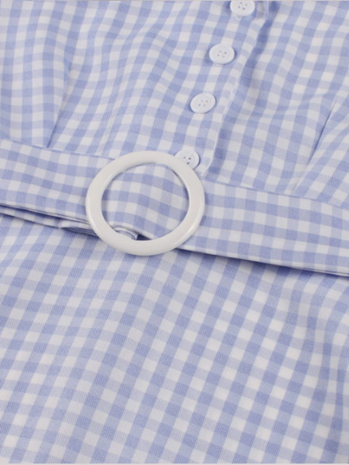 Light Blue 1950s Plaid Belt Lapel Dress 7 Light Blue 1950s Plaid Belt Lapel Dress - Image 5