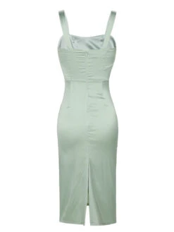 Bright Green 1960s Solid Wrinkle Dress 8 Bright Green 1960s Solid Wrinkle Dress -BUNBUN Fancy Clothing Shop SCHL004284 3