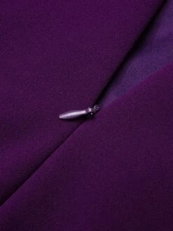 Deep Purple 1960s Solid Gigot Sleeve Ruffles Dress -BUNBUN Fancy Clothing Shop SCHL004287 4