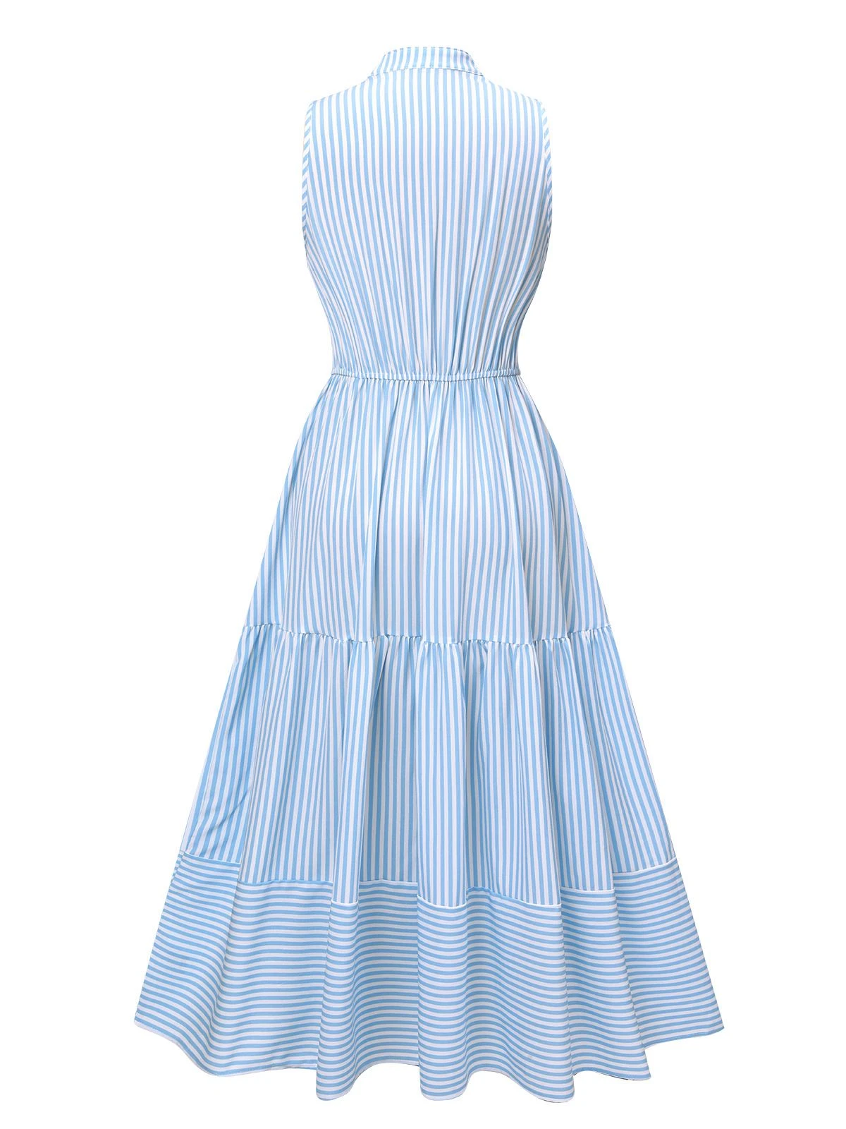 Sky Blue 1940s Stripes Stand Collar Dress 5 Sky Blue 1940s Stripes Stand Collar Dress - Image 3