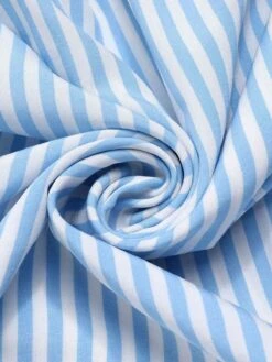 Sky Blue 1940s Stripes Stand Collar Dress 9 Sky Blue 1940s Stripes Stand Collar Dress -BUNBUN Fancy Clothing Shop SCHL004375 4