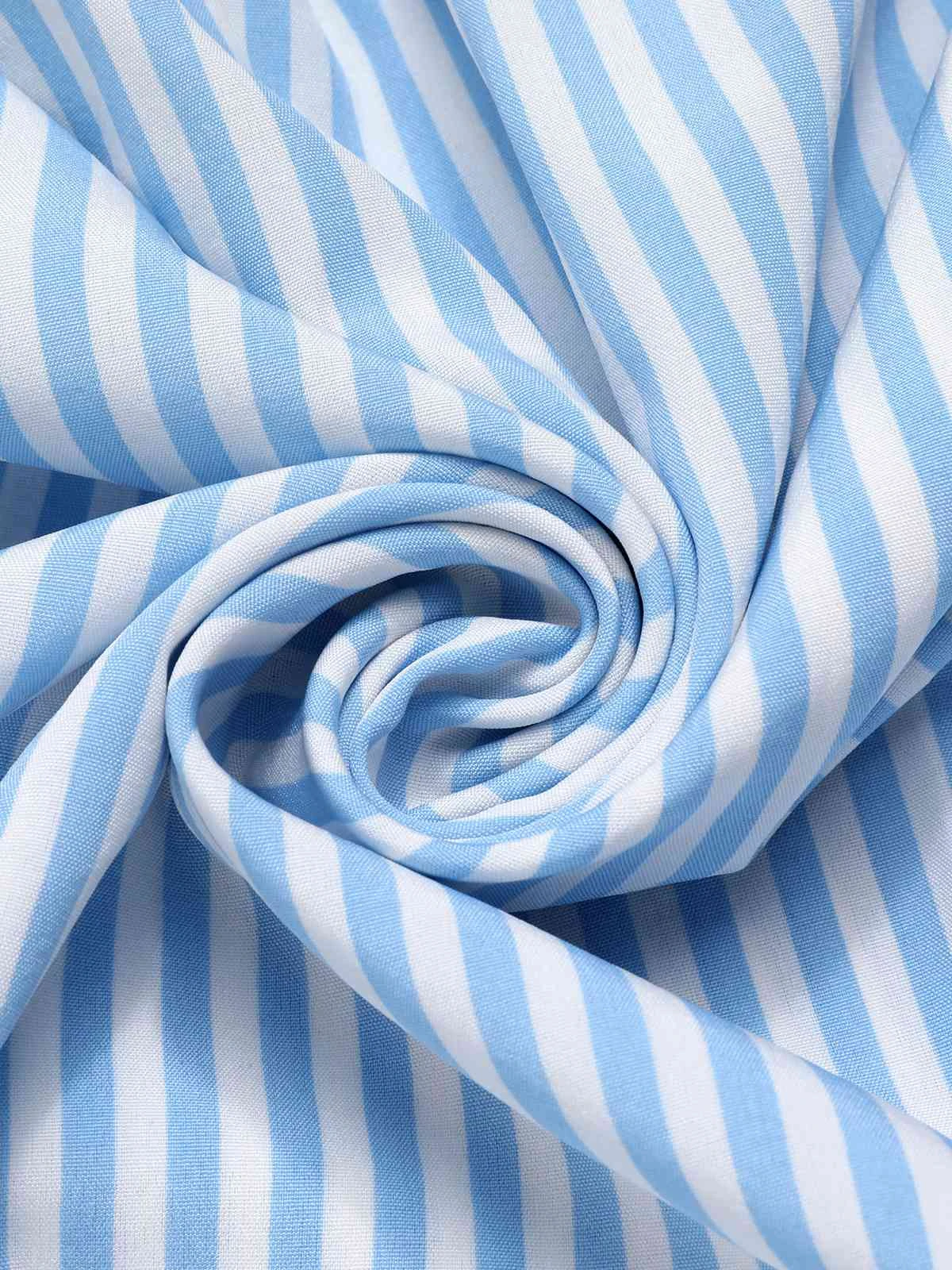 Sky Blue 1940s Stripes Stand Collar Dress 6 Sky Blue 1940s Stripes Stand Collar Dress - Image 4