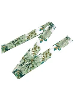 Green 1940s Floral Tie Belt Dress -BUNBUN Fancy Clothing Shop SCHL004378 5