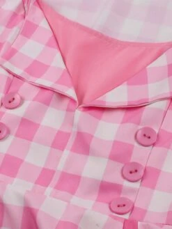 Pink 1950s Gingham Plaid Sleeveless Dress -BUNBUN Fancy Clothing Shop SCHL004401 P 1