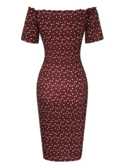 Red 1960s Polka Dots Off-Shoulder Dress 8 Red 1960s Polka Dots Off-Shoulder Dress -BUNBUN Fancy Clothing Shop SCHL004415 3