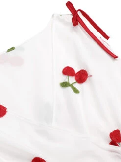 [Pre-Sale] White 1950s Embroidered Cherry Mesh Dress -BUNBUN Fancy Clothing Shop SCHL004436 4