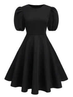 1950s Round Neck Puff Sleeve A-Line Dress -BUNBUN Fancy Clothing Shop SCHL004447 2 1 f1f4c311 cf15 4019 ab88 07190019026b