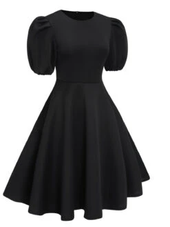 1950s Round Neck Puff Sleeve A-Line Dress -BUNBUN Fancy Clothing Shop SCHL004447 2 2 6d780602 1480 4faf 989e b3078329e944