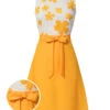 [Pre-Sale] Yellow 1960s Floral Bow Sleeveless Dress -BUNBUN Fancy Clothing Shop SCHL004458 01
