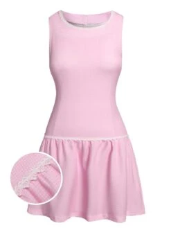 [Pre-Sale] Pink 1960s Round Neck Plaids Sleeveless Babydoll Dress