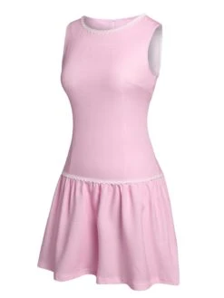 [Pre-Sale] Pink 1960s Round Neck Plaids Sleeveless Babydoll Dress -BUNBUN Fancy Clothing Shop SCHL004477 2 compressed