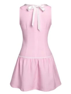 [Pre-Sale] Pink 1960s Round Neck Plaids Sleeveless Babydoll Dress -BUNBUN Fancy Clothing Shop SCHL004477 3 compressed