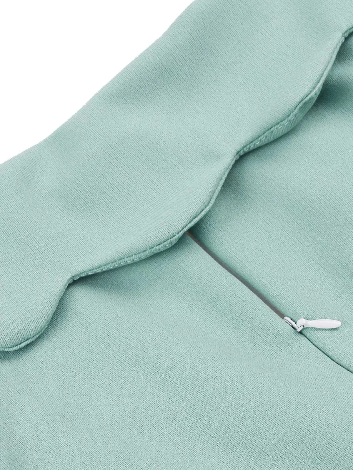 Green Gray 1950s Lapel Solid Dress 5 Green Gray 1950s Lapel Solid Dress - Image 3