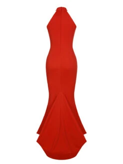 Retro 1930s Solid Halter Mermaid Dress -BUNBUN Fancy Clothing Shop SCHL004559 3