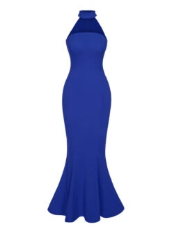 Retro 1930s Solid Halter Mermaid Dress -BUNBUN Fancy Clothing Shop SCHL004559 6