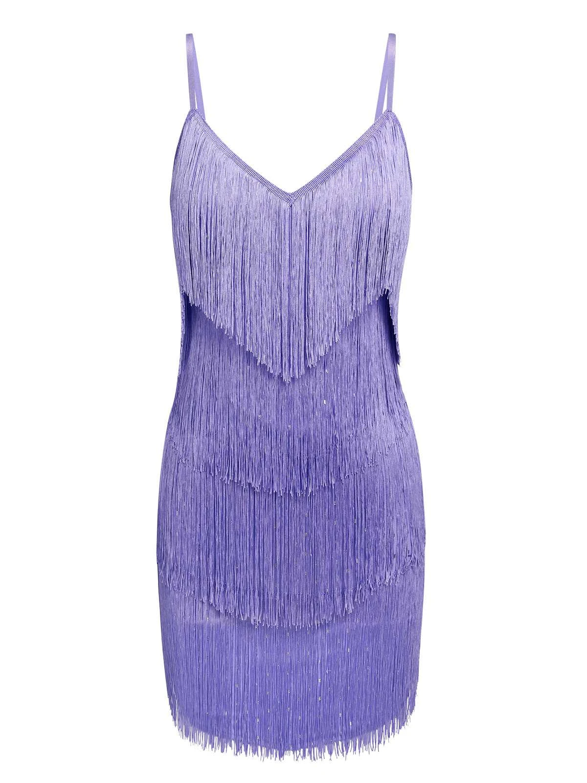 Purple 1960s Spaghetti Strap Fringe Dress 3 Purple 1960s Spaghetti Strap Fringe Dress