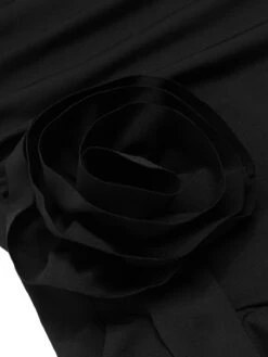 1970s Solid 3D Rose Ruffle High Low Hem Dress -BUNBUN Fancy Clothing Shop SCHL004585 10