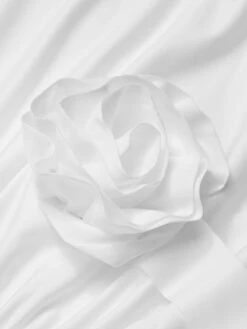 1970s Solid 3D Rose Ruffle High Low Hem Dress -BUNBUN Fancy Clothing Shop SCHL004585 4